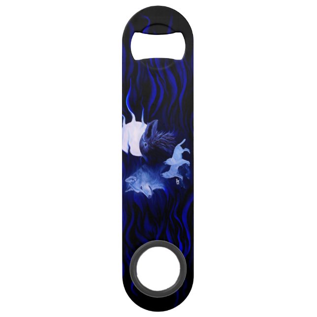 Wölfe und Raven mit Vollmond Speed Flaschenöffner (Vorderseite)