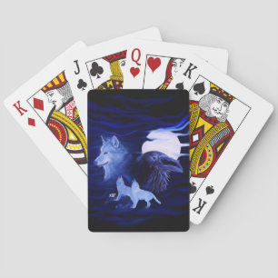 Wölfe und Raven mit Vollmond Spielkarten