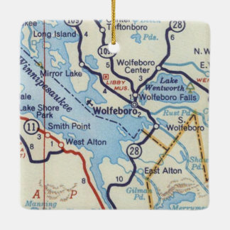 Wolfeboro NH Vintage Karte Keramikornament