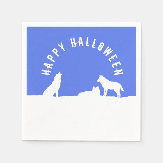 Wolfen im Schnee, glückliches Halloween Serviette (Vorderseite)