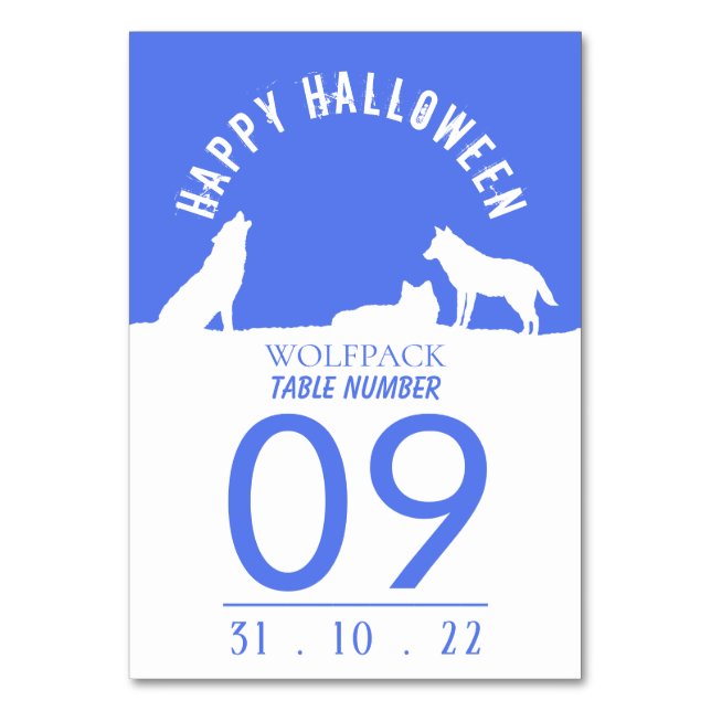 Wolfen im Schnee, glückliches Halloween Tischnummer (Vorderseite)
