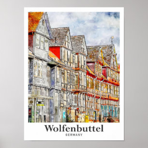 Wolfenbuttel Deutschland Travel Watercolor Hand Dr Poster