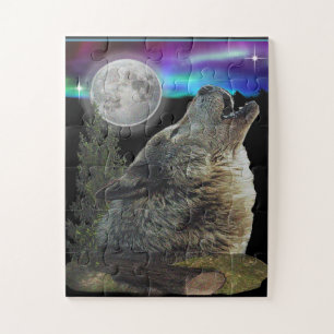 Wolfes heulen auf dem Mond Puzzle