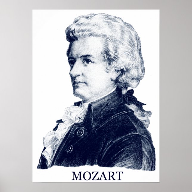 Wolfgang Amadeus Mozart, blau Poster (Vorne)