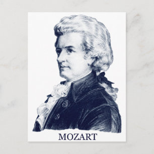 Wolfgang Amadeus Mozart, blau Postkarte