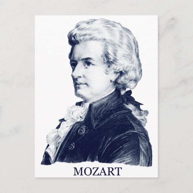 Wolfgang Amadeus Mozart, blau Postkarte (Vorderseite)