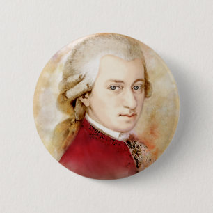 Wolfgang Amadeus Mozart im Aquarell Stil Button