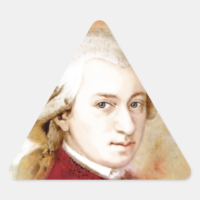 Wolfgang Amadeus Mozart im Aquarell Stil Dreieckiger Aufkleber (Vorderseite)