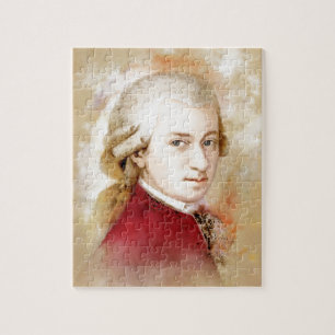 Wolfgang Amadeus Mozart im Aquarell Stil Puzzle