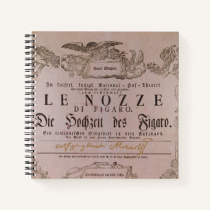 Wolfgang Amadeus Mozart mit Unterzeichnung Figaro Notizbuch