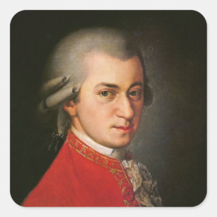 Wolfgang Amadeus Mozart Portrait Quadratischer Aufkleber