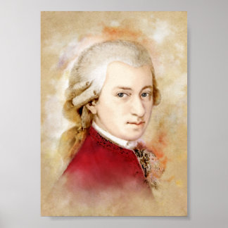 Wolfgang Amadeus Mozart-Porträt im Aquarell-Stil Poster