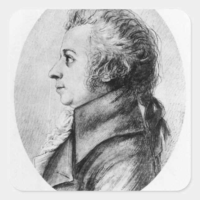 Wolfgang Amadeus Mozart Quadratischer Aufkleber (Vorderseite)