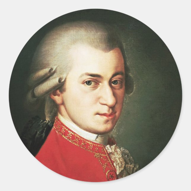 Wolfgang Amadeus Mozart Runder Aufkleber (Vorderseite)