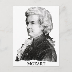 Wolfgang Amadeus Mozart, schwarz Postkarte