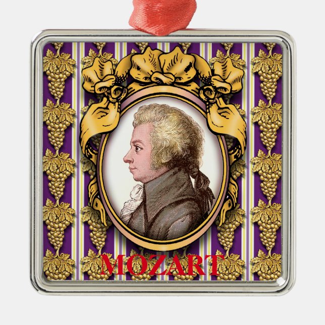Wolfgang Amadeus Mozart Silbernes Ornament (Vorne)