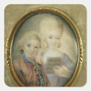 Wolfgang Amadeus Mozart und seine Schwester Quadratischer Aufkleber