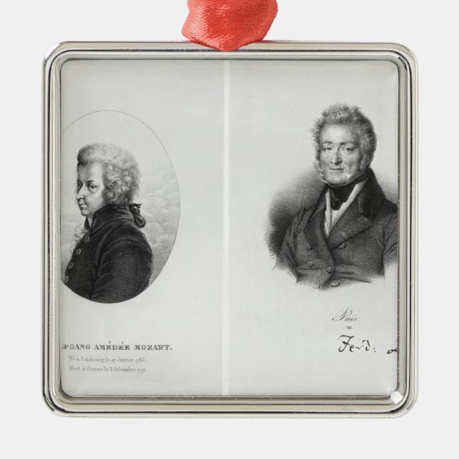 Wolfgang Amedeus Mozart und Ferdinando Paer Silbernes Ornament (Vorne)