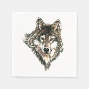 Wolfhauptlogo Aquarellkunst Serviette