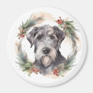 Wolfhound Christmas Wreath Festivals Magnet