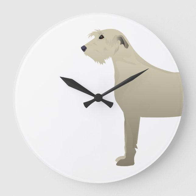 Wolfhound Dog Basic Breed Silhouette Große Wanduhr (Vorderseite)