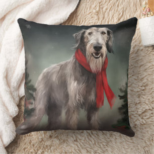 Wolfhound Dog in Schneehocht Kissen