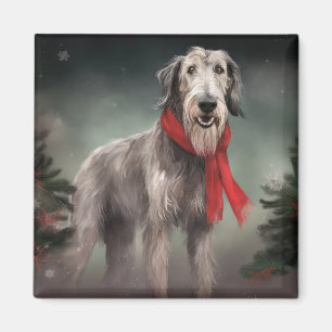 Wolfhound Dog in Schneehocht Magnet
