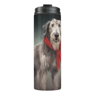 Wolfhound Dog in Schneehocht Thermosbecher