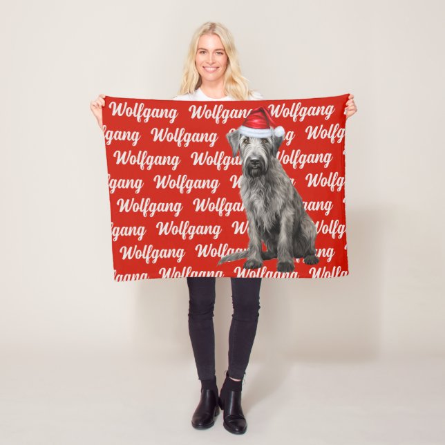 Wolfhound Dog with Name Patterned Christmas Fleecedecke (Beispiel)