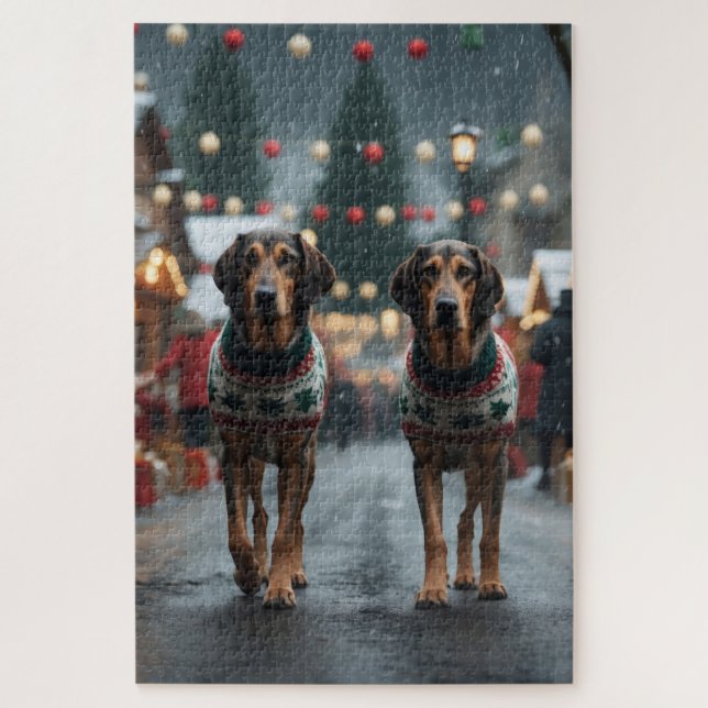 Wolfhound Dogs Christmas Snow Holiday Puzzle (Vertikal)