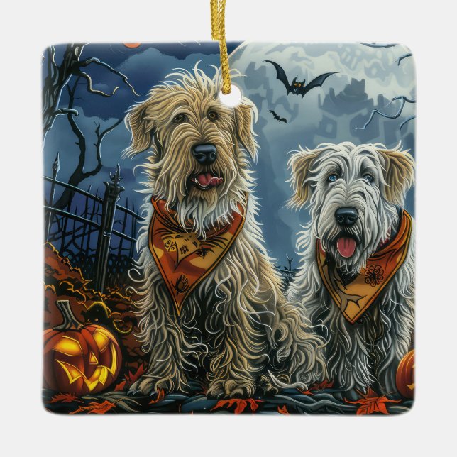 Wolfhound Halloween Spooky Keramikornament (Vorderseite)