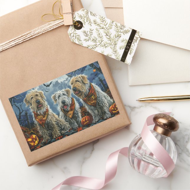 Wolfhound Halloween Spooky Rechteckiger Aufkleber (Schenken)