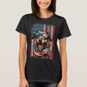Wolfhound Hund Lover US Flag 4. Juli Patriotic T-Shirt