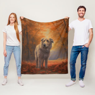 Wolfhound im Herbst Leaves Fall Inspiriert Fleecedecke