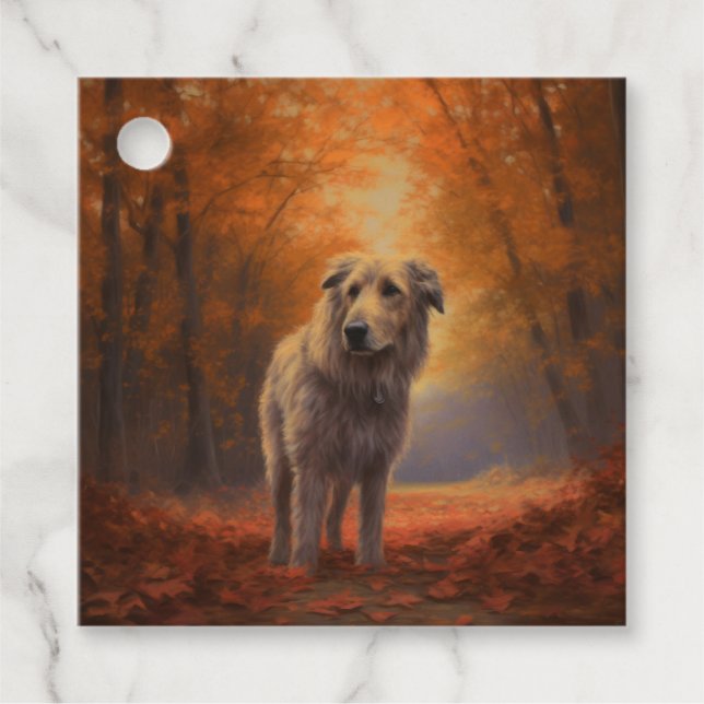 Wolfhound im Herbst Leaves Fall Inspiriert Geschenkanhänger (Vorderseite)