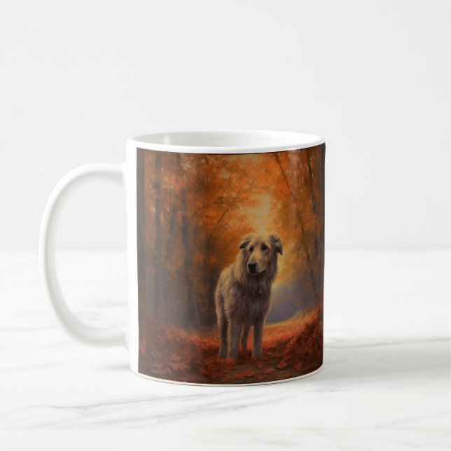 Wolfhound im Herbst Leaves Fall Inspiriert Kaffeetasse (Links)