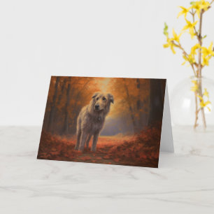 Wolfhound im Herbst Leaves Fall Inspiriert Karte