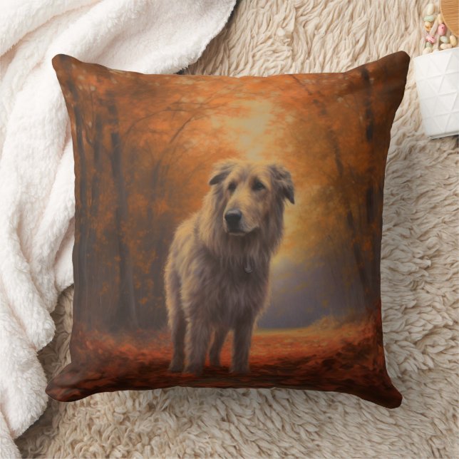 Wolfhound im Herbst Leaves Fall Inspiriert Kissen (Decke)
