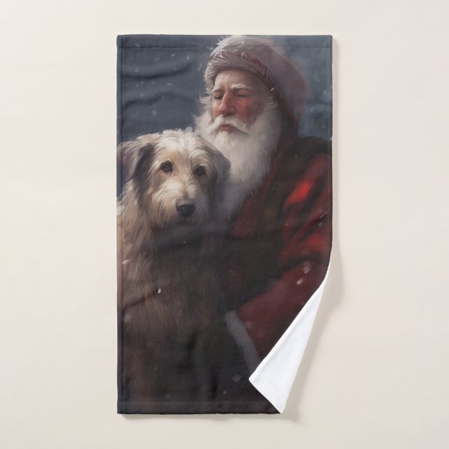 Wolfhound mit dem Weihnachtsmann Weihnachten Badhandtuch Set (Handtuch)