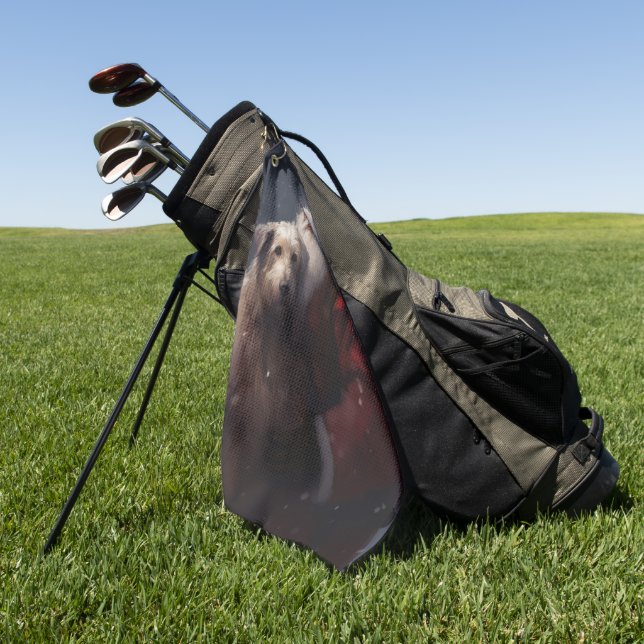 Wolfhound mit dem Weihnachtsmann Weihnachten Golfhandtuch (Gras)