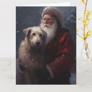 Wolfhound mit dem Weihnachtsmann Weihnachten Karte