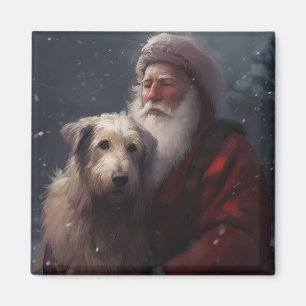 Wolfhound mit dem Weihnachtsmann Weihnachten Magnet