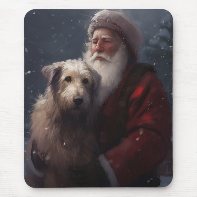 Wolfhound mit dem Weihnachtsmann Weihnachten Mousepad (Vorne)