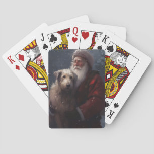 Wolfhound mit dem Weihnachtsmann Weihnachten Spielkarten