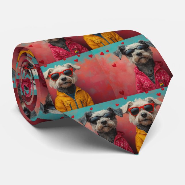 Wolfhound mit Herz-Rose Valentinstag Krawatte (Gerollt)