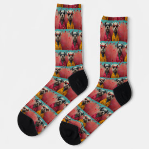 Wolfhound mit Herz-Rose Valentinstag Socken