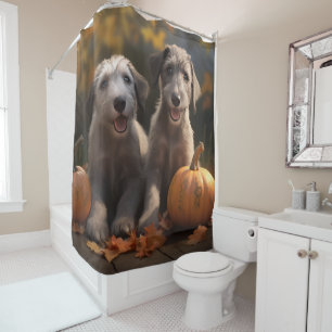 Wolfhound Welpe Herbst Delight Pumpkin Duschvorhang