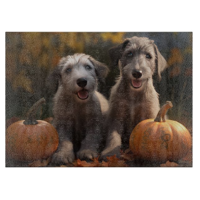 Wolfhound Welpe Herbst Delight Pumpkin Schneidebrett (Vorderseite)