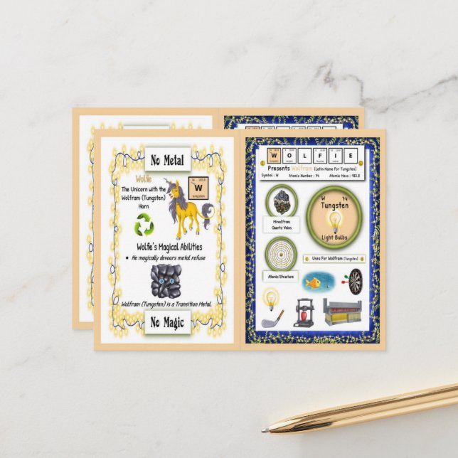 Wolfie - Tungsten Horn Unicorn Game Card Postkarte (Vorderseite/Rückseite Beispiel)