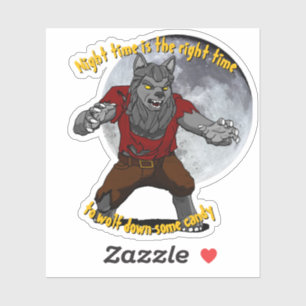 Wolfing down candy Custom Cut Vinyl Sticker